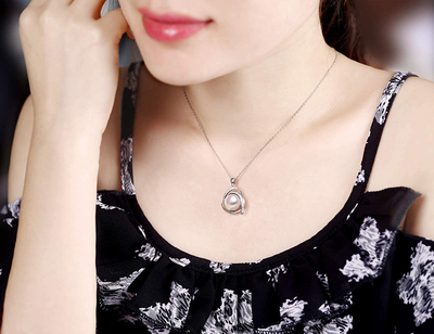 HXZZ Fine Jewelry Gifts for Women 925 Sterling Silver Freshwater Cultured White Pearl Pendant Necklace