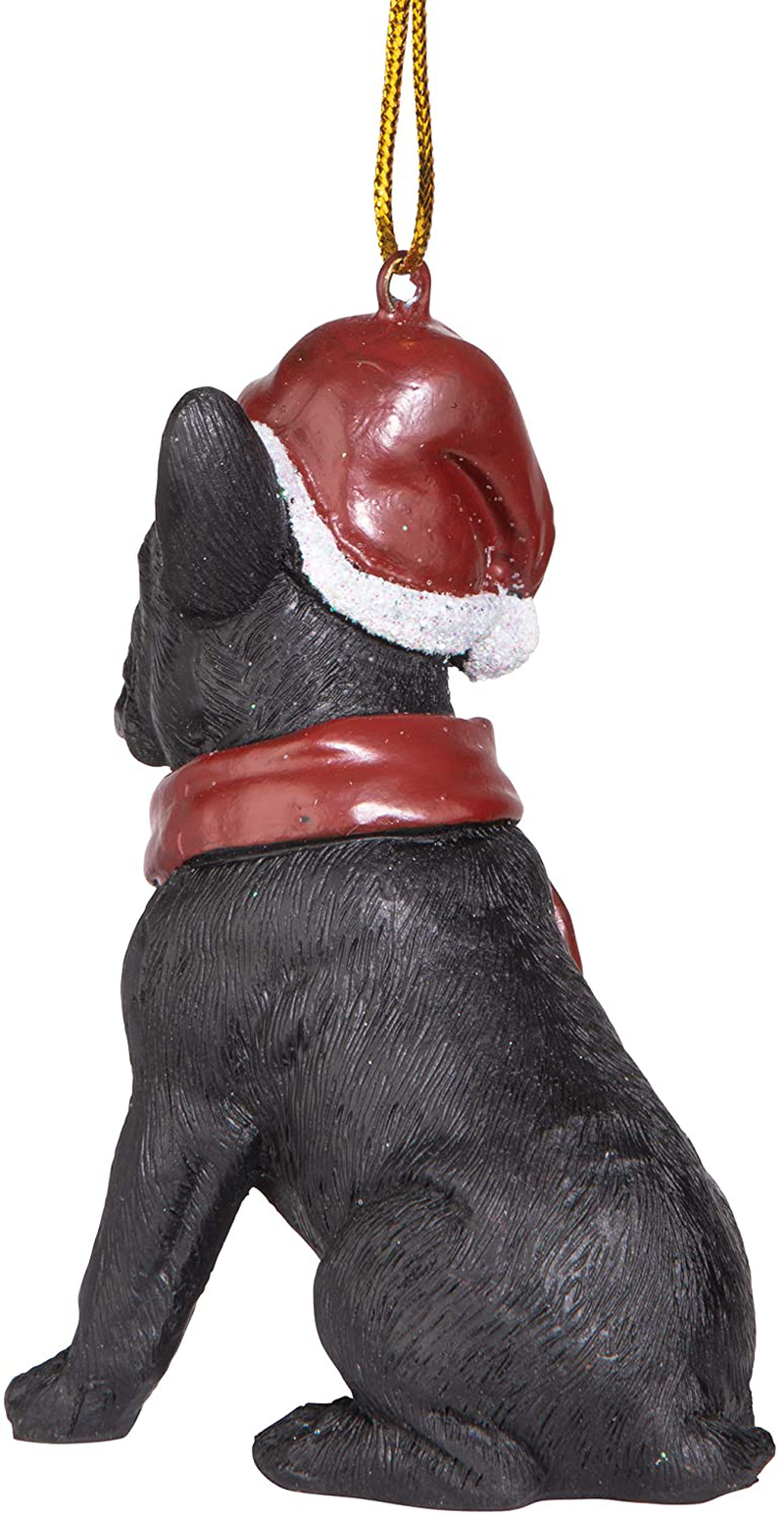 Design Toscano Christmas Xmas French Bulldog Holiday Dog Ornaments, Full Color
