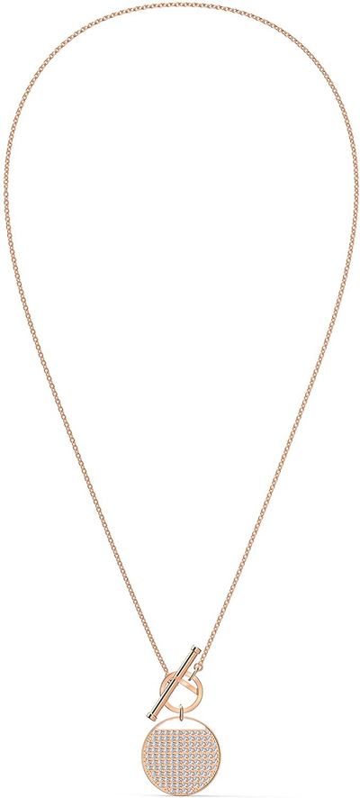 Swarovski Women'S Ginger T Bar Necklace with White Crystals in a Rose-Gold Tone Plated Setting