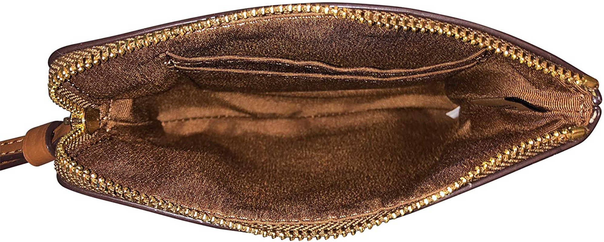 COACH SIGNATURE PVC LEATHER CORNER ZIP WRISTLET, Medium, Khaki/Saddle