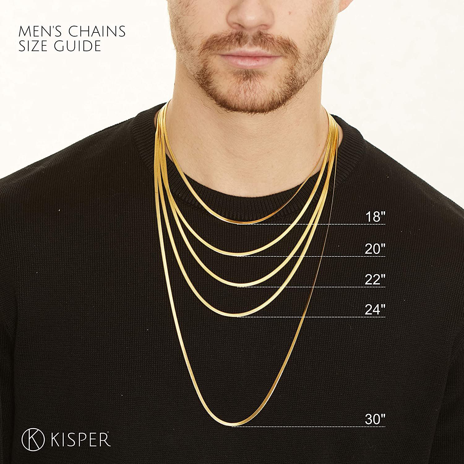 KISPER 18K Gold over Stainless Steel Hip Hop Rope Chain Necklace