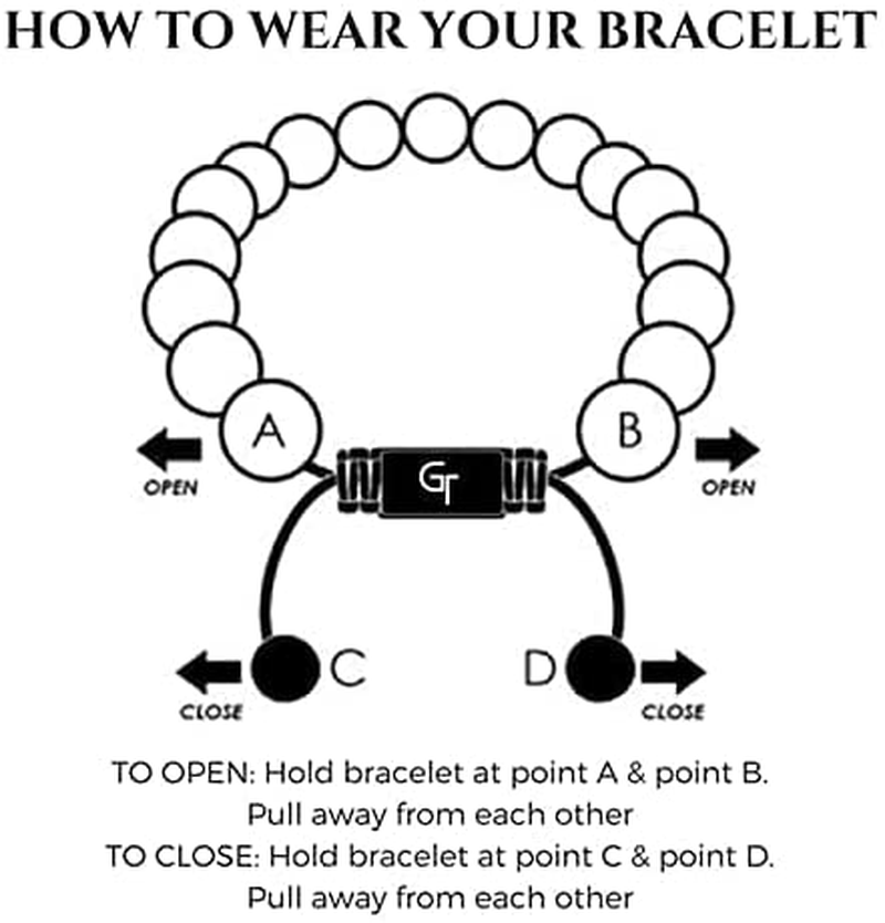 GT Collection Men'S Double Beaded Bracelet - Used for Its Grounding Effects – 100% Natural Wrapped - Adjustable Gemstones Beaded Bracelet for Men’S