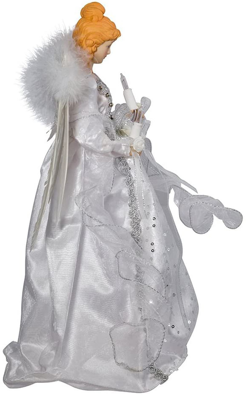 Kurt Adler 14" 10-Light White and Silver Angel Treetop
