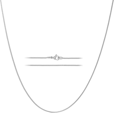 KISPER 24K White Gold over Stainless Steel 1.2 Mm Box Chain Necklace