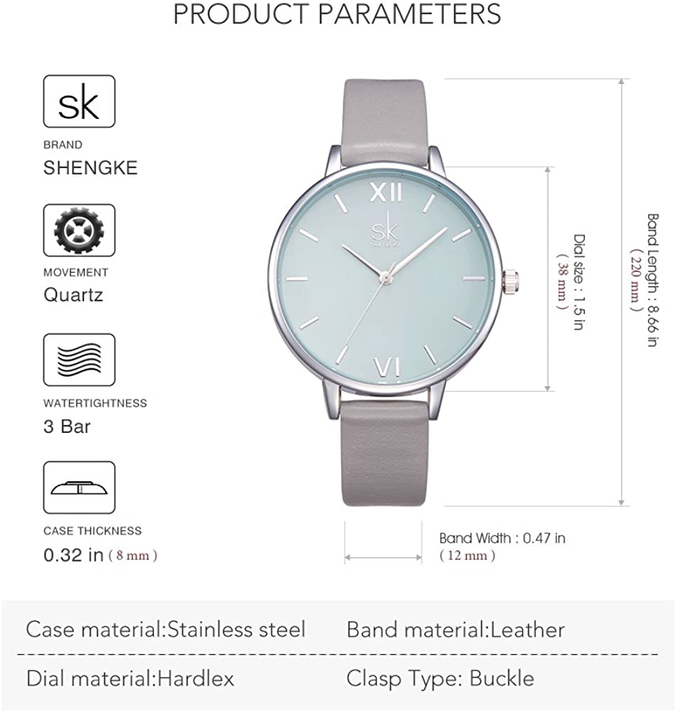 SHENGKE Women Watches Leather Band Luxury Quartz Watches Girls Ladies Wristwatch Relogio Feminino