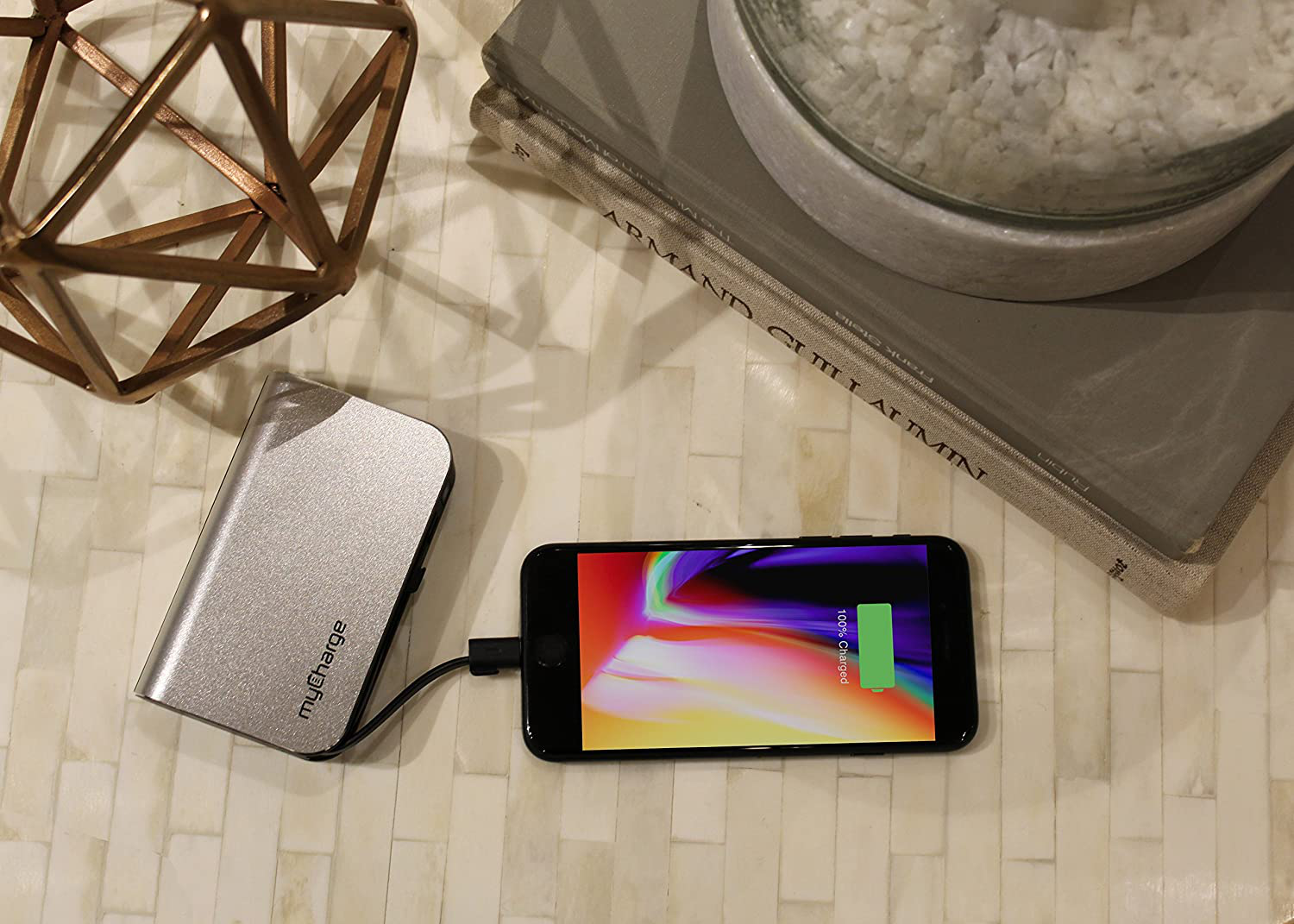 Mycharge Portable Charger for Iphone – Hub 10050 Mah Internal Battery Built in Cable (Lightning, Micro USB) Power Bank Fast Charging Wall Plug USB Battery Pack External Cell Phone Backup, 55 Hrs