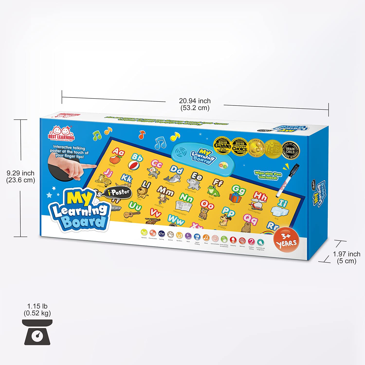 BEST LEARNING - I-Poster My Learning Board Electronic Interactive Alphabet Wall Chart, Talking ABC & 123S & Music Poster Toy for Toddlers & Kids Fun Educational at Daycare, Preschool, Kindergarten for Boys & Girls 3 4 5 6 Years Old