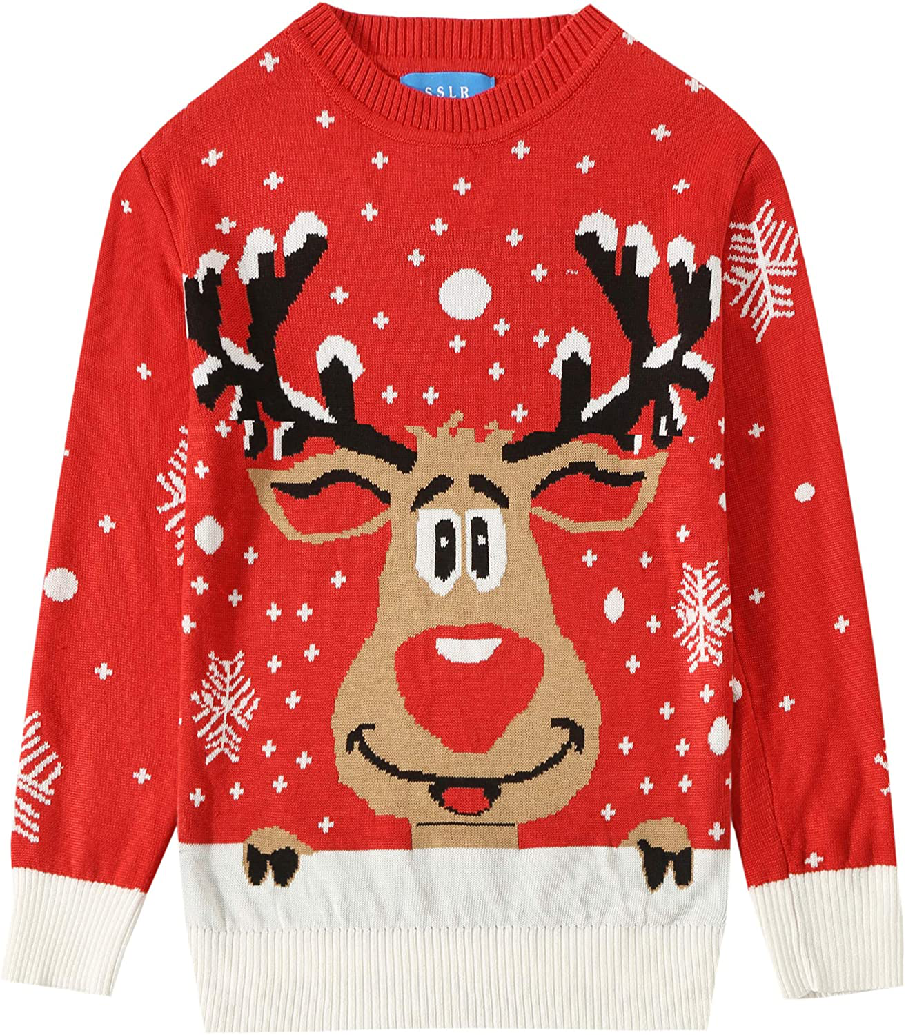 SSLR Youth Big Boys Holiday Santa Clause Knitted Sweater Ugly Christmas Sweater for Kids