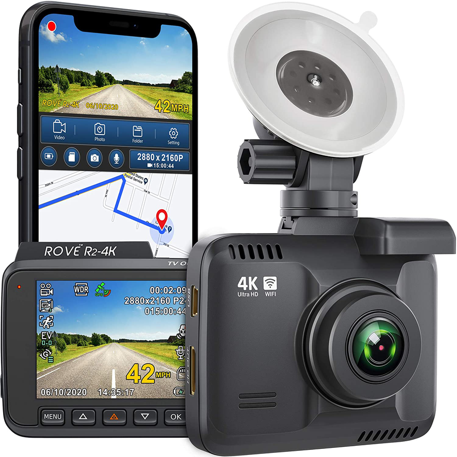 Rove R2-4K Dash Cam Built in Wifi GPS Car Dashboard Camera Recorder with UHD 2160P, 2.4" LCD, 150° Wide Angle, WDR, Night Vision