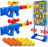 Moving Shooting Games Toy for Age 5 6 7 8 9 10 and up Years Old Boys, 24 Foam Balls & 2Pk Foam Ball Popper Air Toy Guns with Electronic Running Standing Shooting Target, Ideal Gifts Indoor Outdoor Toy