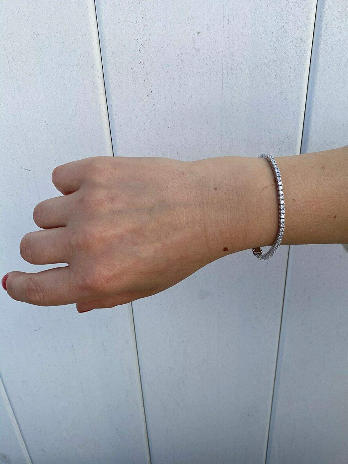 Real Solid 925 Sterling Silver 2Mm CZ Tennis Bracelet - 6-8.5" Iced Diamond One Row Bracelet - Thin & Great for Classy Everyday Look