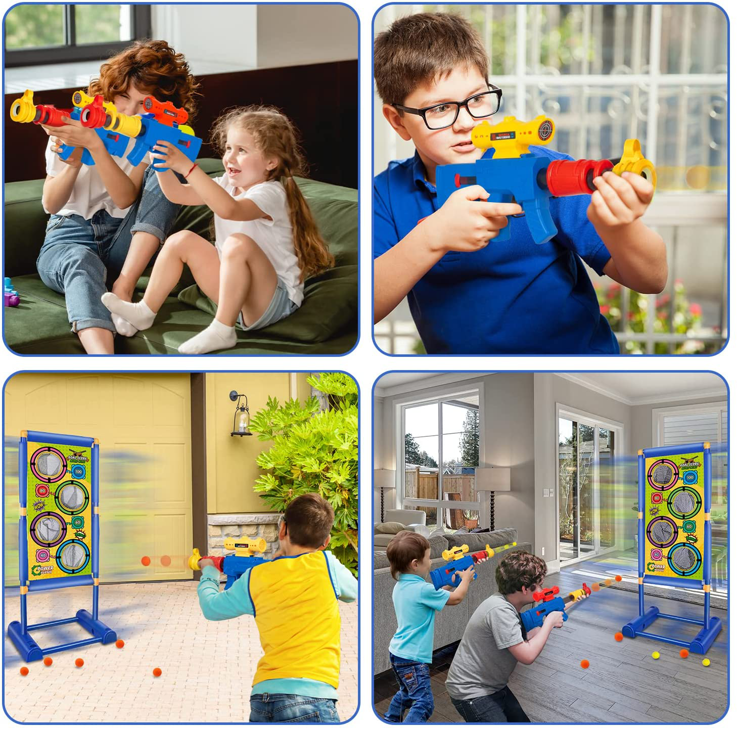 Moving Shooting Games Toy for Age 5 6 7 8 9 10 and up Years Old Boys, 24 Foam Balls & 2Pk Foam Ball Popper Air Toy Guns with Electronic Running Standing Shooting Target, Ideal Gifts Indoor Outdoor Toy