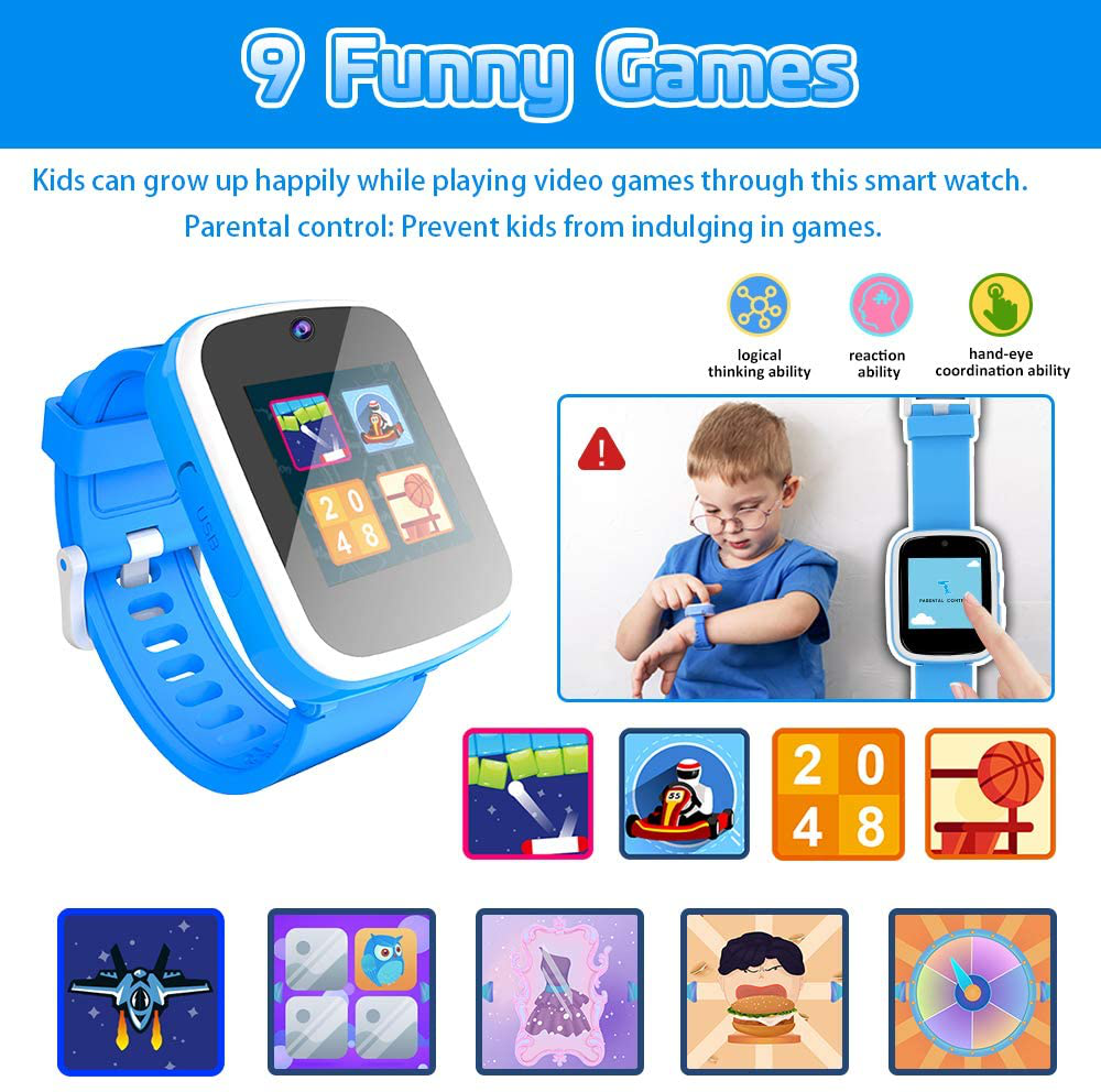 Yehtta Kids Smart Watch Toys for 3-8 Year Old Boys Toddler Watch HD Dual Camera Watch for Kids All in One Birthday Gifts for 6-10 Years Old Boys Blue Kids Watch Christmas Toys for Kids