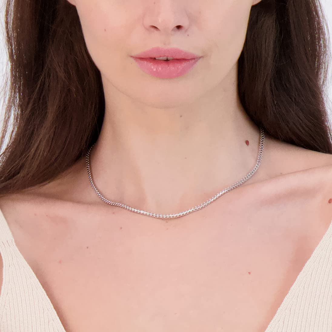 Sterling Silver Italian 2.5Mm Solid Franco Square Box Link 925 Sterling Silver -Made in Italy