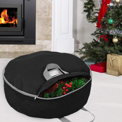 Primode Christmas Wreath Storage Bag 24"- Garland Wreaths Container with Handles - Durable 600D Oxford Polyester Material Holiday Wreaths Storage Holder 24”