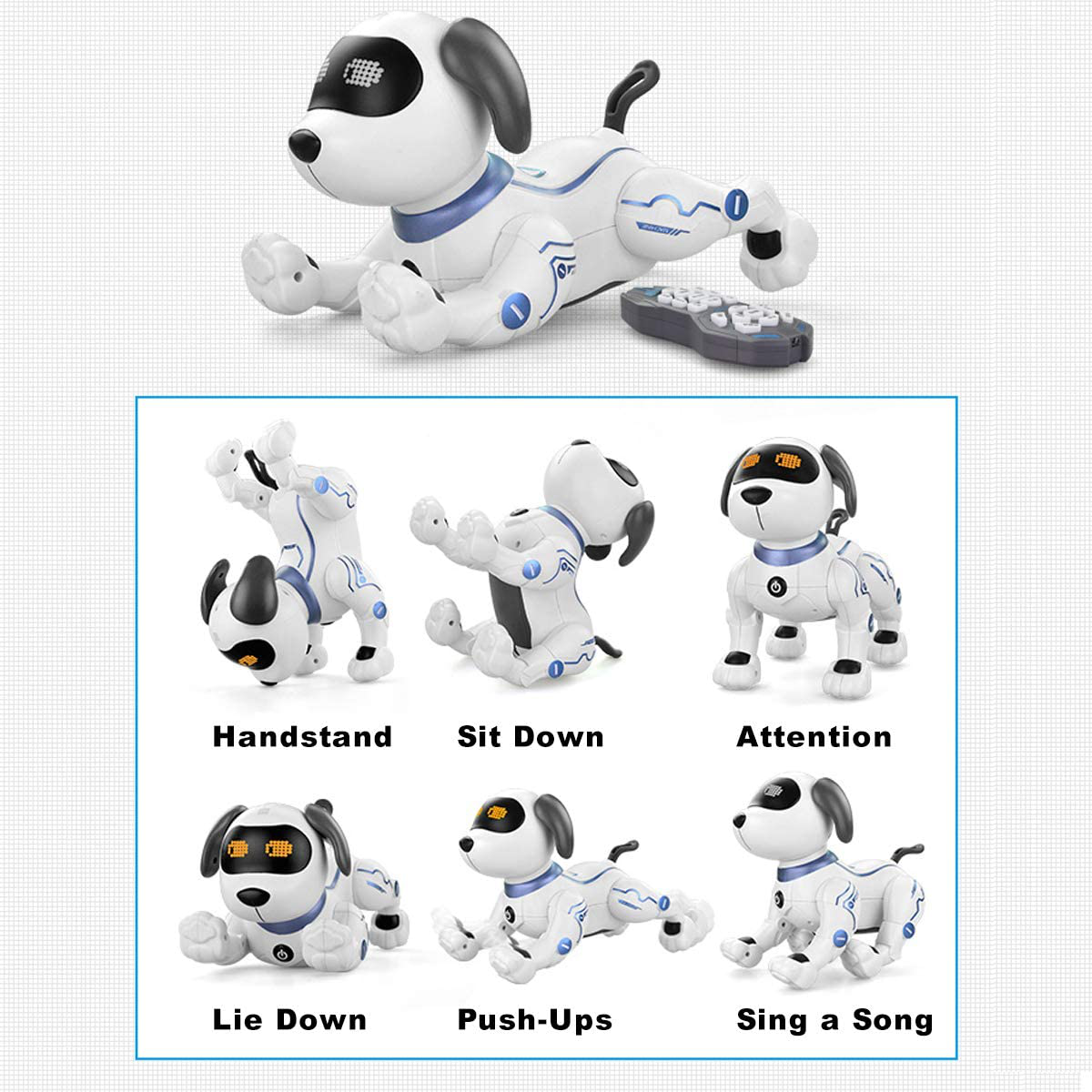 Fisca Remote Control Dog, RC Robotic Stunt Puppy Voice Control Toys Handstand Push-Up Electronic Pets Dancing Programmable Robot with Sound for Kids Boys and Girls Age 6, 7, 8, 9, 10 Year Old