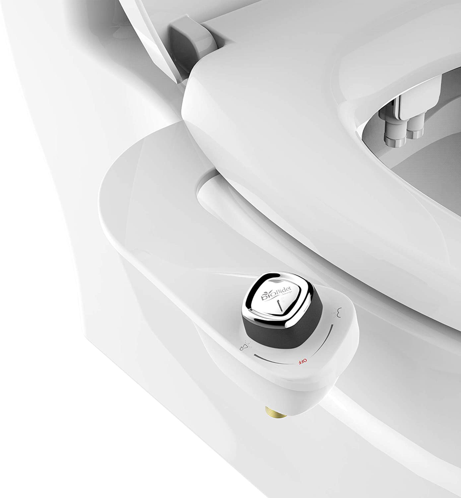 Slimedge Simple Bidet Toilet Attachment in White with Dual Nozzle, Fresh Water Spray, Non Electric, Easy to Install, Brass Inlet and Internal Valve