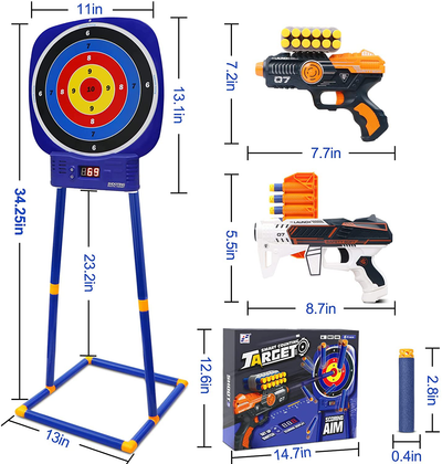 Shooting Game Toys for Kids Age 4-7 8-12, round Digital Shooting Target Electronic Scoring Board Games with Foam Dart Blaster Shooting Toy, Birthday Christmas Gifts for 5 6 7 8 9 10+ Years Old Boys