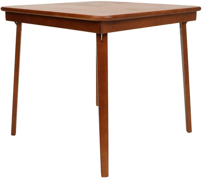 STAKMORE Straight Edge 32" Square Folding Card Table, Cherry Finish