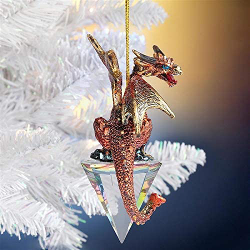 Design Toscano Diamond Dragon Gothic Holiday Christmas Ornament, Single, Full Color