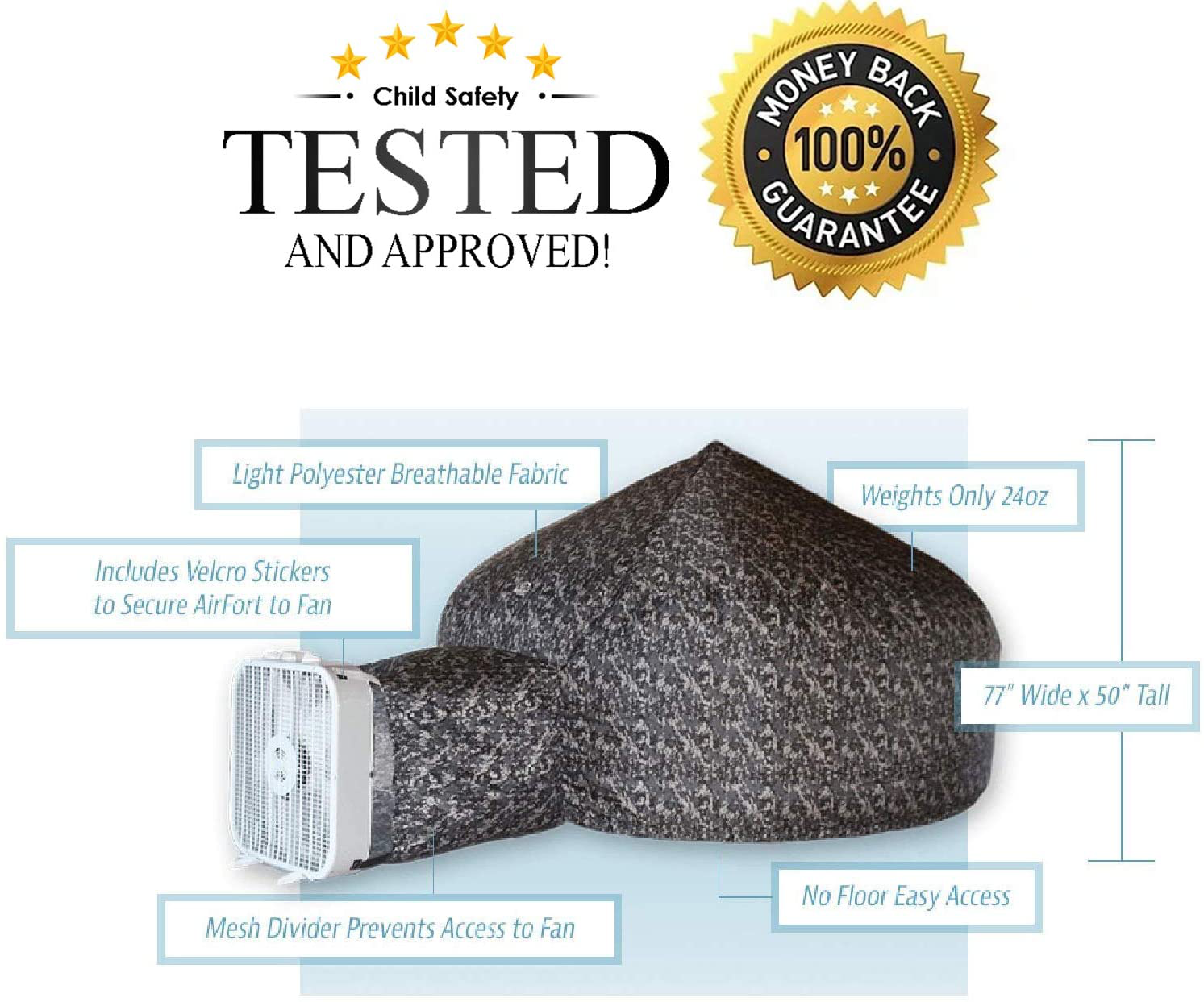 The Original Airfort Build a Fort in 30 Seconds, Inflatable Fort for Kids (Mod about Gray)