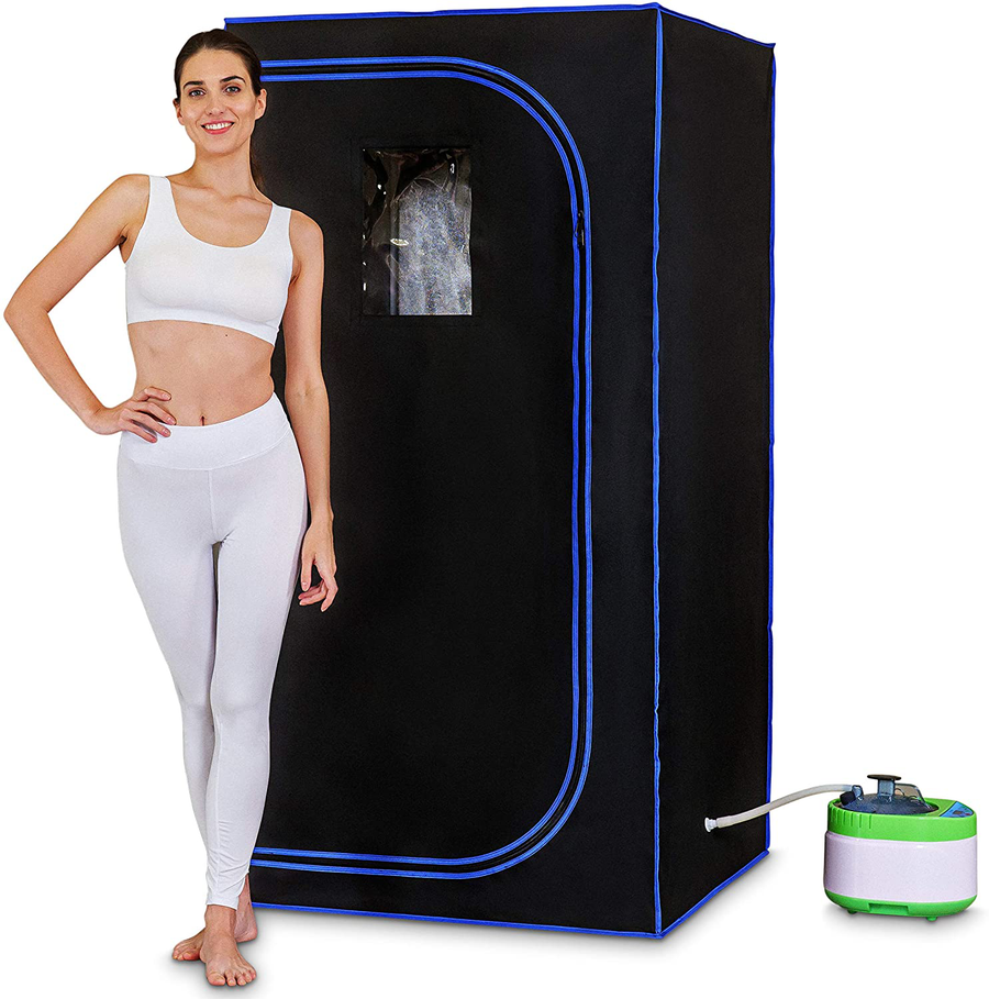 Serenelife SLISAU35BK Full Size Portable Steam Sauna –Personal Home Spa, with Remote Control, Foldable Chair, Timer