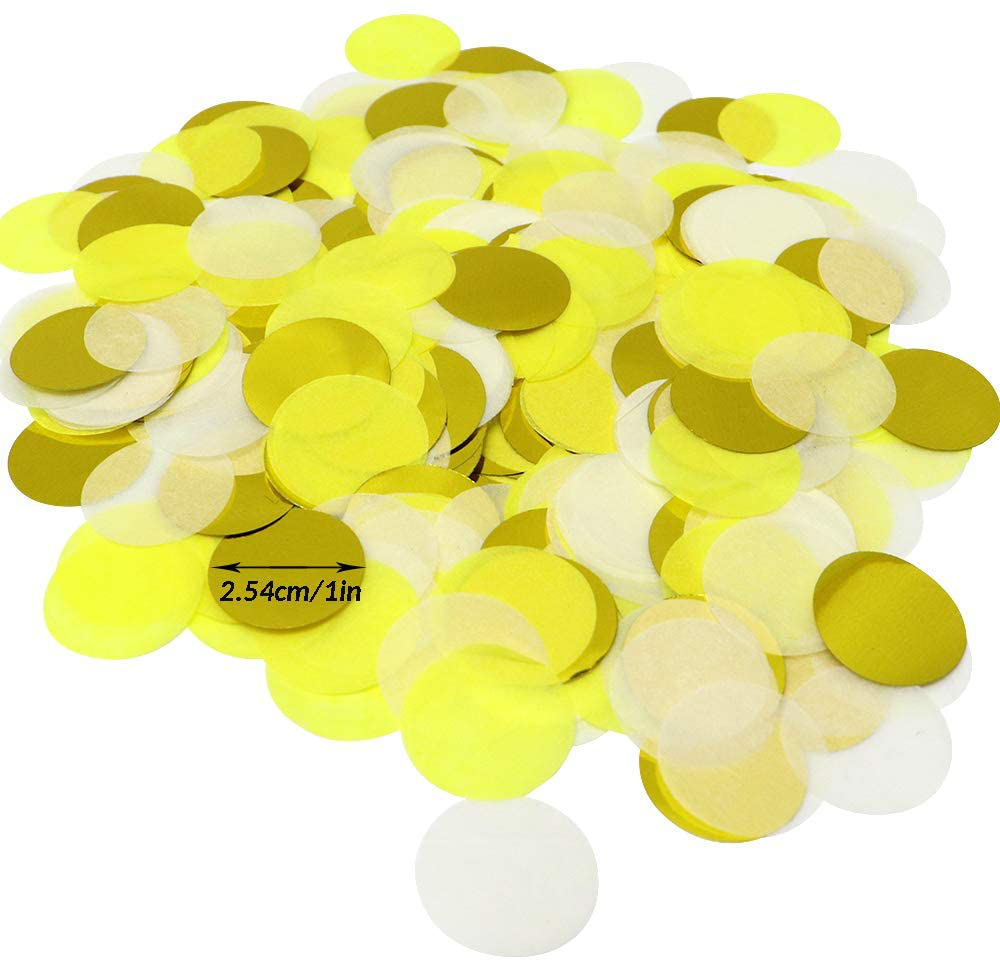 VCOSTORE Paper Table Confetti Circles, Party Confetti Dots for Wedding, Holiday, Anniversary, Birthday 1 Inch (1.76 Oz)-Gold & Yellow Confetti