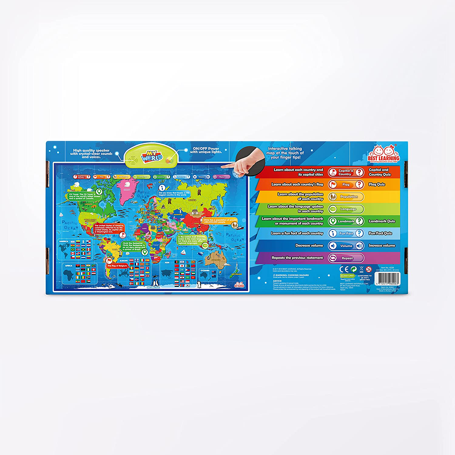 BEST LEARNING I-Poster My World Interactive Map - Educational Talking Toy for Kids of Ages 5 to 12 Years