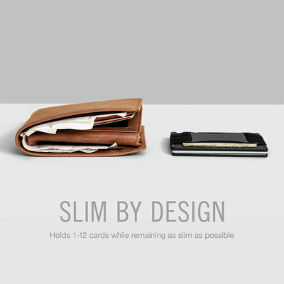 The Ridge Minimalist Slim Wallet for Men - RFID Blocking Front Pocket Credit Card Holder - Metal Small Mens Wallets with Cash Strap (Carbon Fiber)