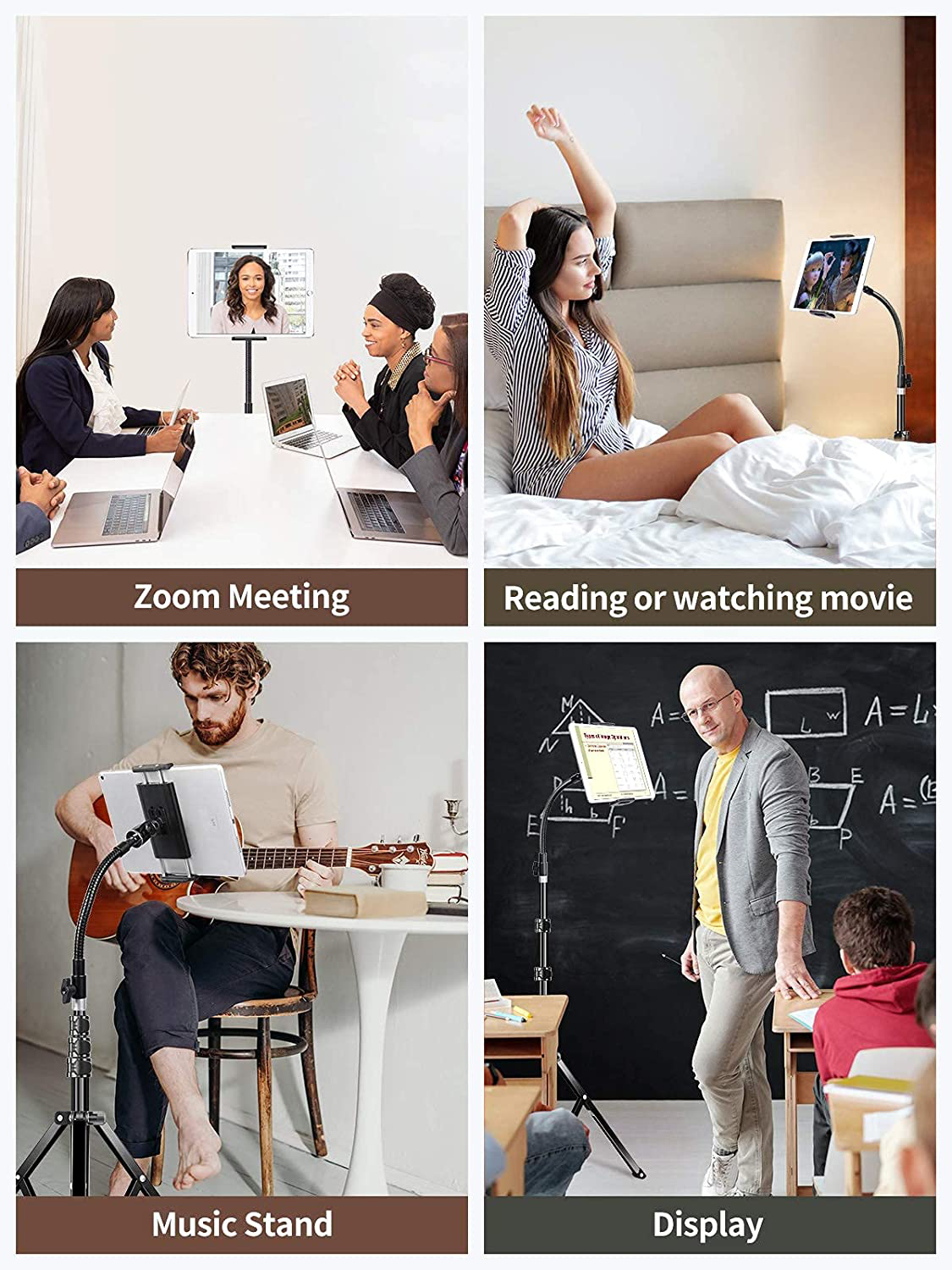 Elitehood Metal Ipad Tripod Stand & Adjustable 72’’ Gooseneck Tablet Floor Stand Holder, Heavy Duty Aluminum Ipad Floor Stand for Ipad Pro 12.9 11, Mini, Air, Iphone and 4.7-12.9" Tablets Cell Phones