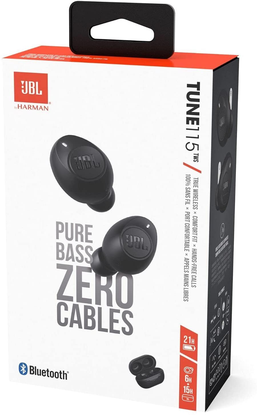 JBL Tune 115TWS True Wireless In-Ear Headphones - JBL Pure Bass Sound, 21H Battery, Bluetooth, Dual Connect, Wireless Calls, Music, Native Voice Assistant (Black)