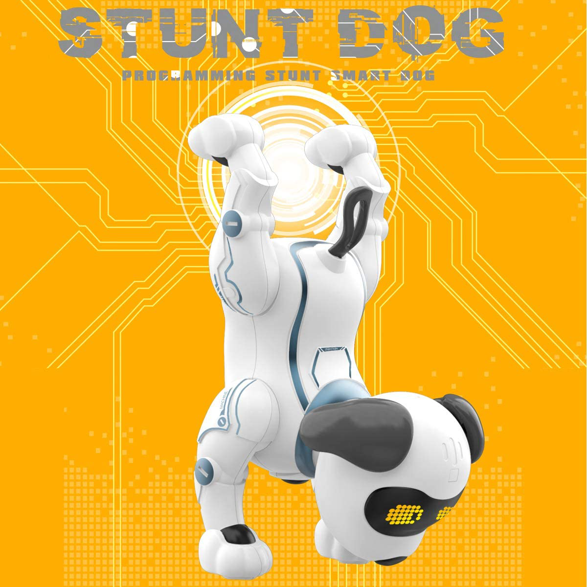 Fisca Remote Control Dog, RC Robotic Stunt Puppy Voice Control Toys Handstand Push-Up Electronic Pets Dancing Programmable Robot with Sound for Kids Boys and Girls Age 6, 7, 8, 9, 10 Year Old