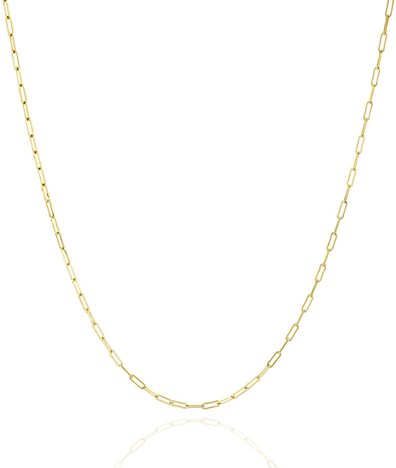 Jewelry Atelier Gold Chain Necklace Collection - 14K Solid Yellow Gold Filled Paper Clip Link Chain Necklaces for Women and Men with Different Sizes (2.0Mm, 2.5Mm)