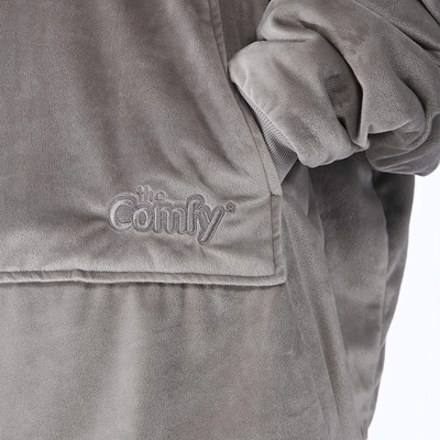 THE COMFY Original | Oversized Microfiber & Sherpa Wearable Blanket, Seen on Shark Tank, One Size Fits All Gray