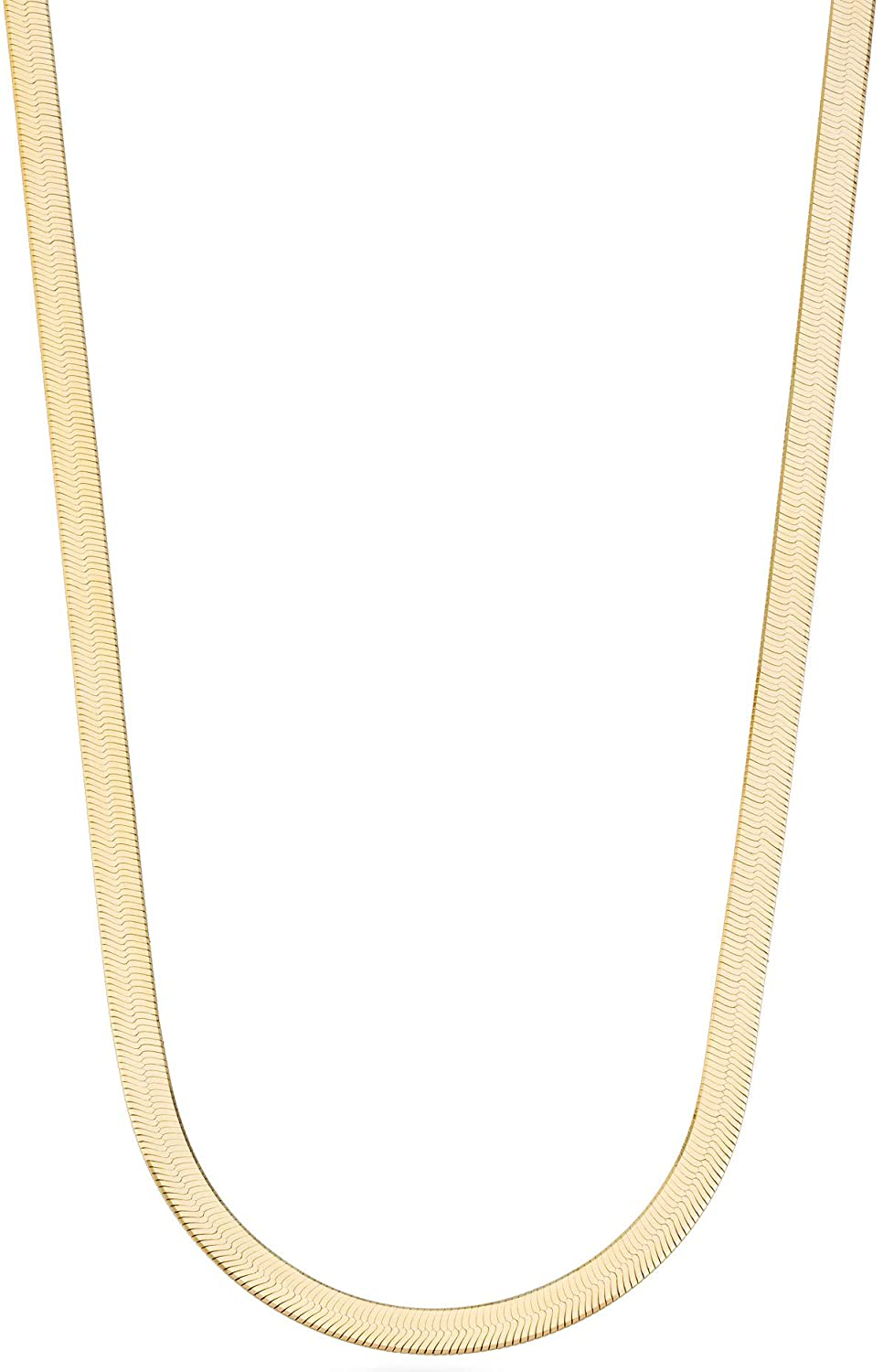 Miabella 18K Gold over Sterling Silver Italian Solid 4.5Mm Flexible Flat Herringbone Chain Necklace Men Women 16, 18, 20, 22, 24 Inch 925 Made in Italy