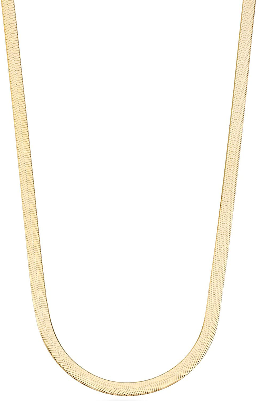 Miabella 18K Gold over Sterling Silver Italian Solid 4.5Mm Flexible Flat Herringbone Chain Necklace Men Women 16, 18, 20, 22, 24 Inch 925 Made in Italy