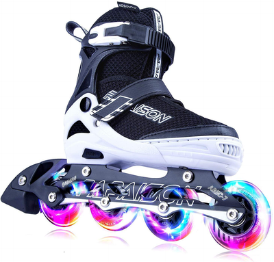 PAPAISON Adjustable Inline Skates for Kids and Adults with Full Light up Wheels , Outdoor Roller Skates for Girls and Boys, Men and Women