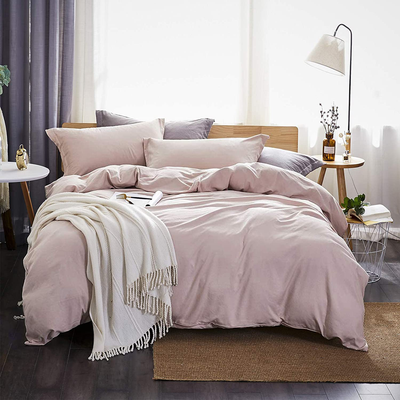 Dreaming Wapiti, 100% Washed Microfiber 3Pcs Bedding Duvet Cover Set,Solid Color-Soft and Breathable with Zipper Closure & Corner Ties (Pink Mocha,Queen), 3 Peices
