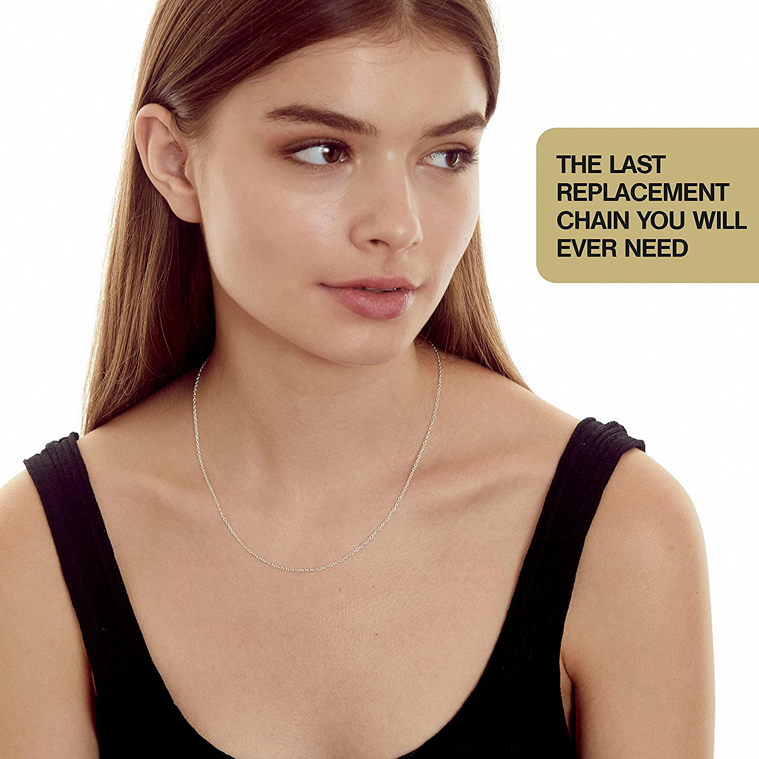 KISPER Sterling Silver over Stainless Steel 1.5Mm Thin Cable Link Chain Necklace