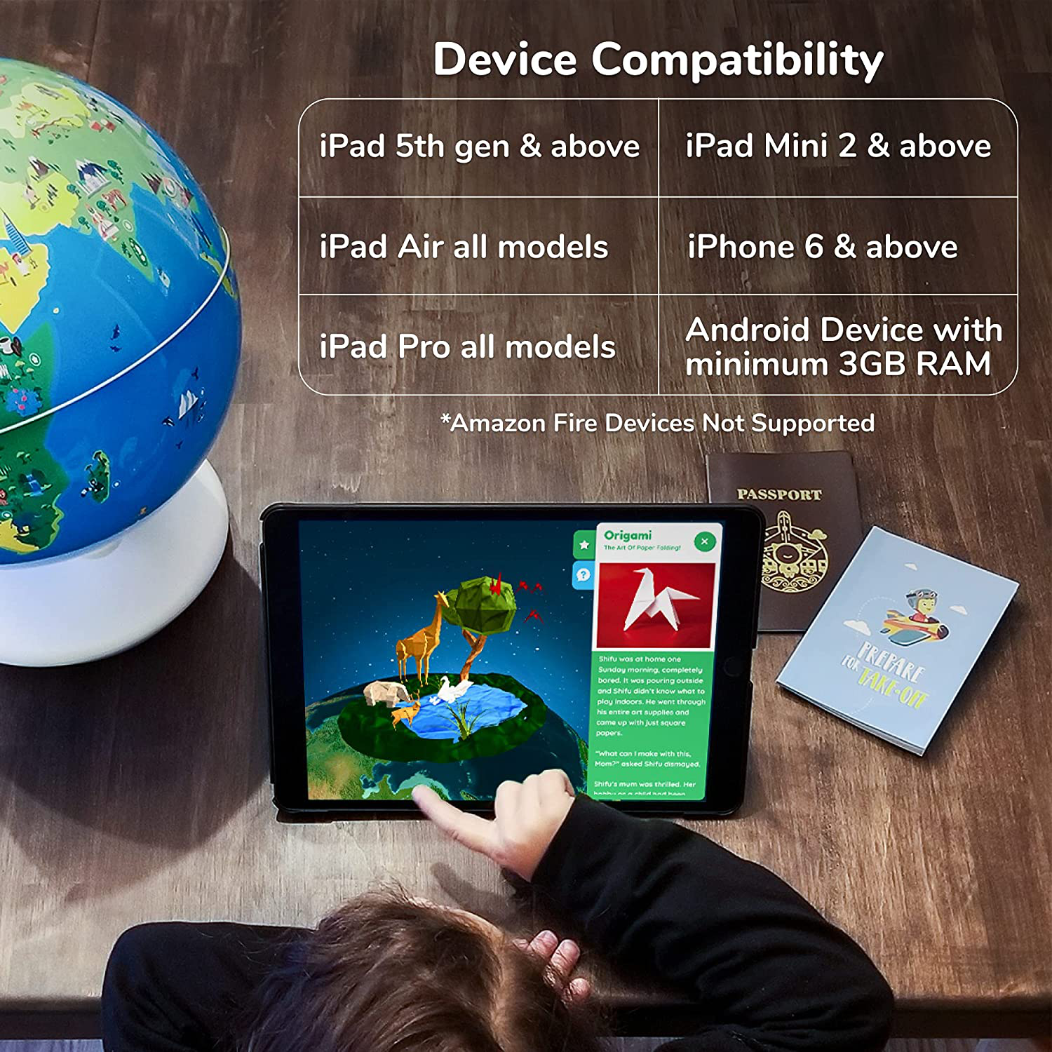 Orboot Earth by Playshifu (App Based): Interactive AR Globe for Kids, STEM Toy Ages 4-10, Educational Gift for Boys & Girls (No Borders, No Names on Globe)