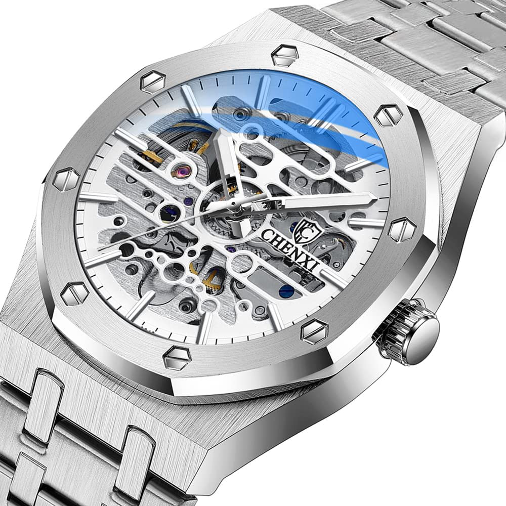 Mechanical Men'S Watch Stainless Steel Automatic Skeleton Waterproof Watches for Men