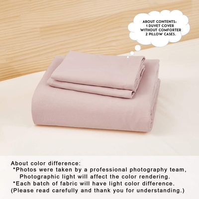 Dreaming Wapiti, 100% Washed Microfiber 3Pcs Bedding Duvet Cover Set,Solid Color-Soft and Breathable with Zipper Closure & Corner Ties (Pink Mocha,Queen), 3 Peices