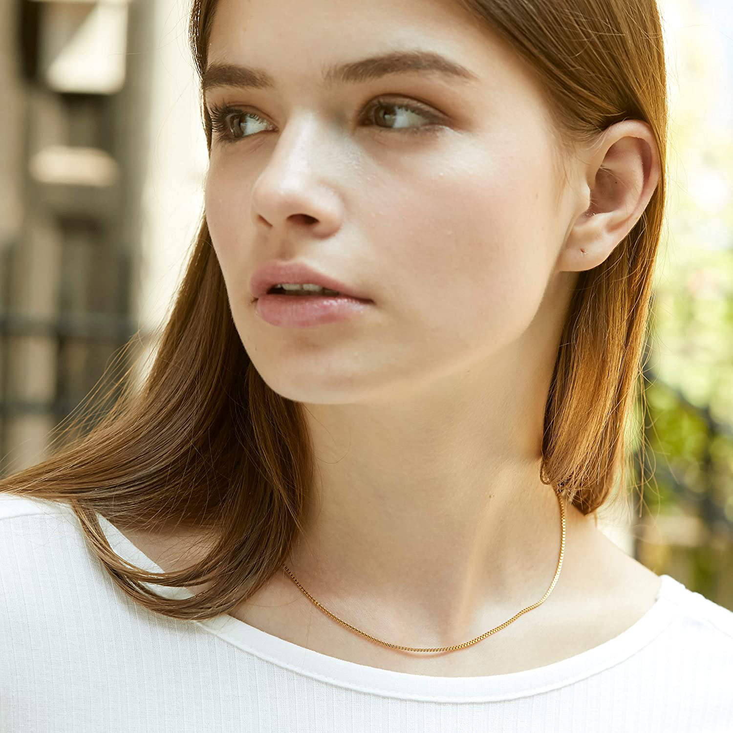 KISPER 24K Gold over Stainless Steel 1.2Mm Thin Box Chain Necklace