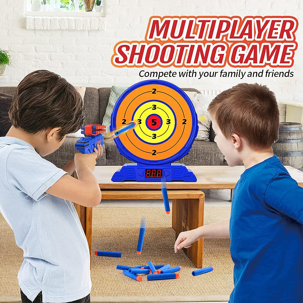 Shooting Game Toy for Age 5, 6, 7, 8, 9, 10+ Years Old Kids, Boys - Digital Shooting Targets with Foam Dart Toy Gun - Electronic Scoring Board Games for Kid - Ideal Gift - Compatible with Nerf Toy Gun
