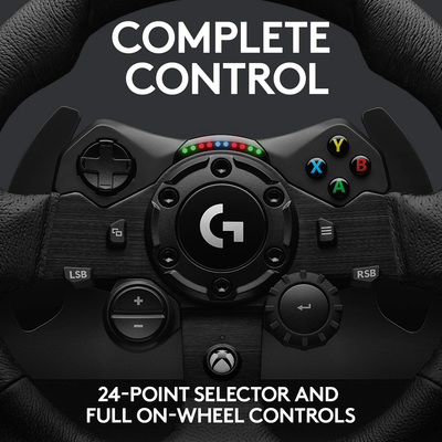 Logitech G923 Racing Wheel and Pedals for Xbox X|S, Xbox One and PC Featuring TRUEFORCE up to 1000 Hz Force Feedback, Responsive Pedal, Dual Clutch Launch Control, and Genuine Leather Wheel Cover