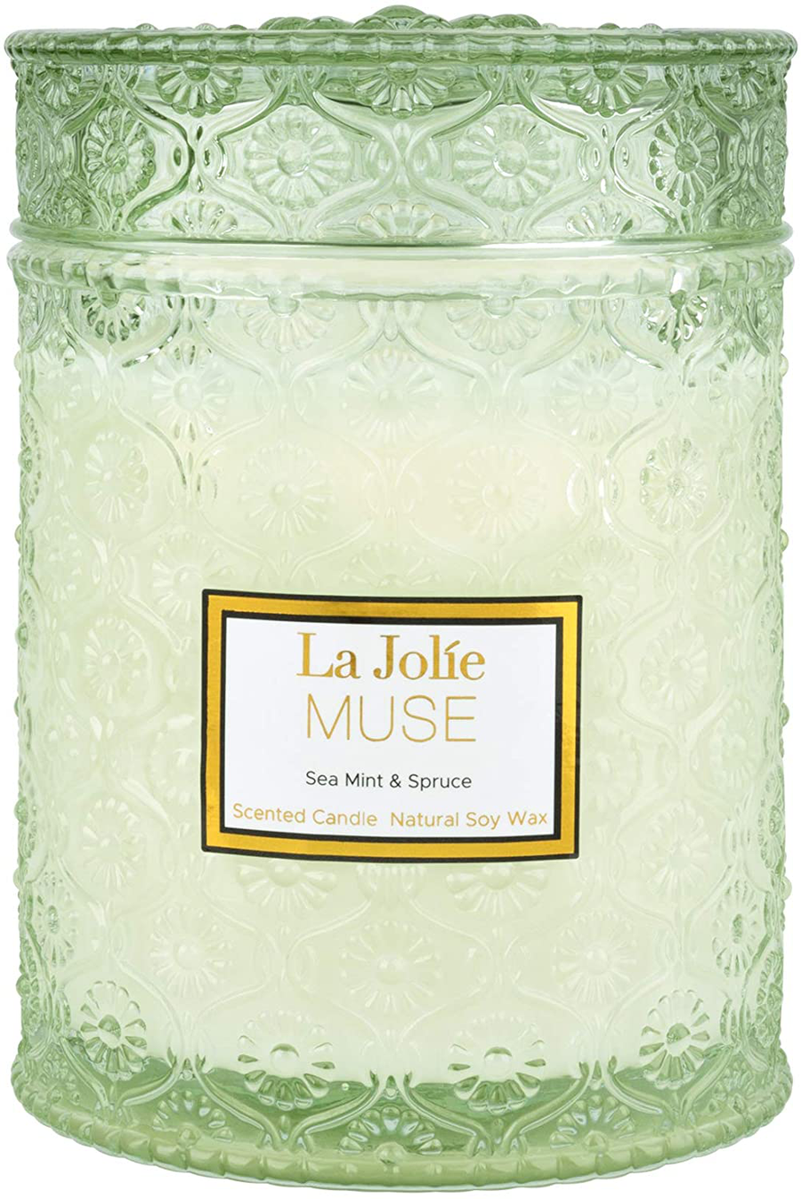 Sea Mint & Spruce Scented Candle, Large Jar Candle Gift, Candle Gift for Holiday, Wood Wick Candle, 19.4 Oz