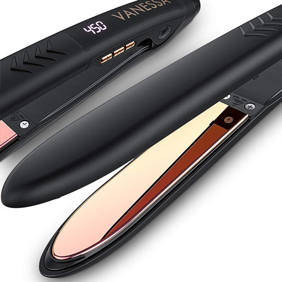 VANESSA Titanium Flat Iron, Flat Irons for African American Hair, Hair Straightener for Thick Hair, Plancha De Cabello Professional, Hair Iron, Straightening Iron