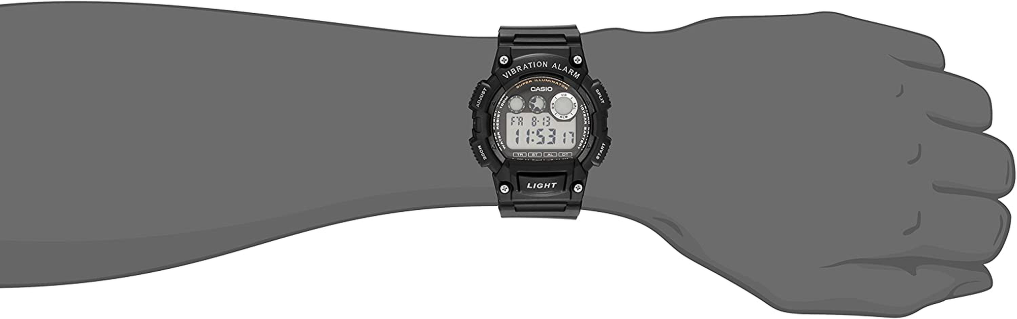Casio Men'S W735H-1AVCF Super Illuminator Watch with Black Resin Band