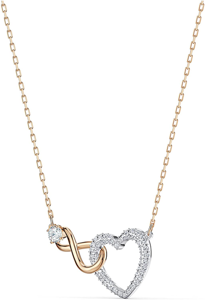 SWAROVSKI Women'S Infinity Heart Jewelry Collections, Rose Gold Tone & Rhodium Finish, Clear Crystals