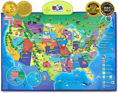 BEST LEARNING I-Poster My USA Interactive Map - Educational Talking Toy for Kids of Ages 5 to 12 Years